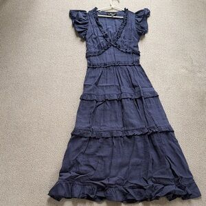 Liza Byrd Navy Blue Ruffle-Tier Maxi Dress🌿